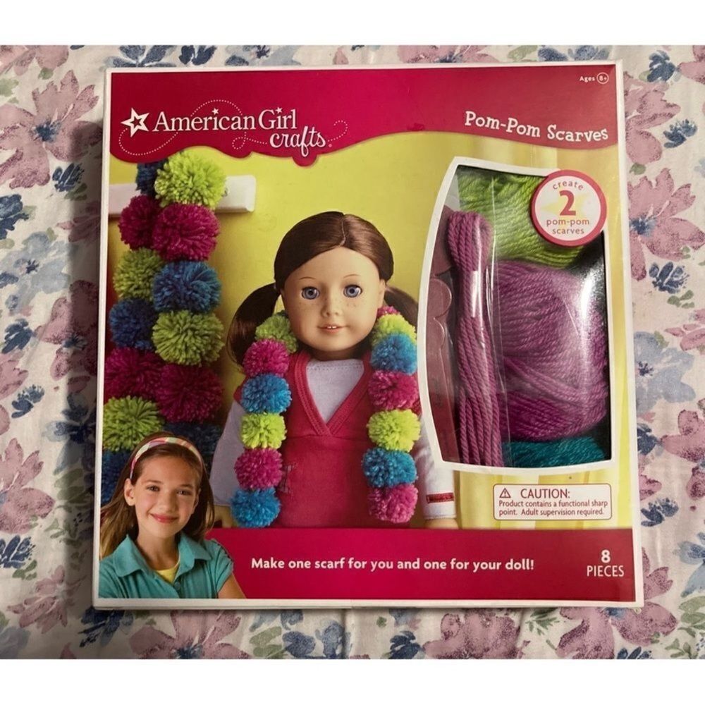 American Girl crafts pom pom scarves